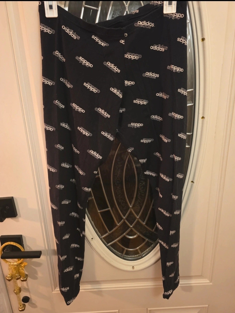adidas Kids Black Leggings with White Logo Print